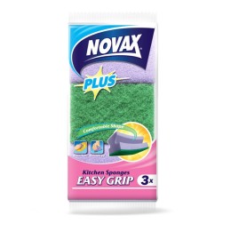 NOVAX Набор кухонных губок профилированные 3шт. PLUS EASY GRIP 4823058320304 микс