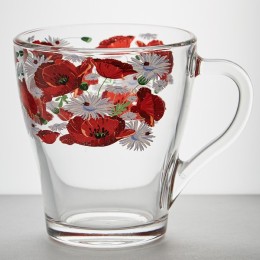 ДЕКОСТЕК Кружка 250мл. Грация с круговой деколью Маки-ромашки 1649/921