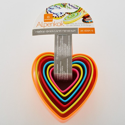 Набор пластиковых форм для печенья 6 размеров Сердечки ALPENKOK АК-620Р/6