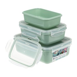 М-ПЛАСТИКА Набор ёмкостей для продуктов ФРЕШ (0,4 л + 0,8 л + 1,4 л) М 1426 фисташковый