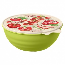 БЫТПЛАСТ Миска с крышкой с декором 3,7 л WAVE 4332178 микс