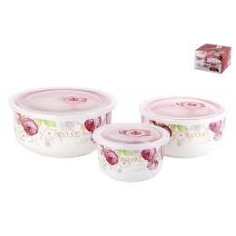 КОРАЛЛ Набор салатников 1/3 с крышкой 10.5см/13см/16см Блум 4888 микс