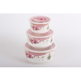 КОРАЛЛ Набор салатников 1/3 с крышкой 10.5см/13см/16см Блум 4888 микс