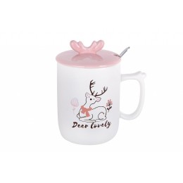 КОРАЛЛ Кружка заварочная 380мл с крышкой и ложкой Олененок 5127 микс