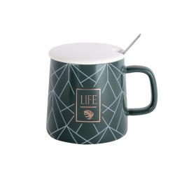 КОРАЛЛ Кружка для заваривания 420мл с крышкой и ложкой Life 5090 микс