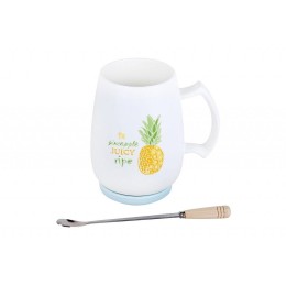 КОРАЛЛ Кружка для заваривания 450мл с крышкой-подставкой и ложкой Pineapple 5100