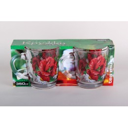 КОРАЛЛ Набор кружек 1/2 350мл Мак красный 55531/м