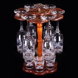 ДЕКОСТЕК Мини-бар на деревянной стойке 12 предметов (Liguria) 1502-ГЗ гравировка, отводка золотом