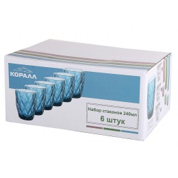 КОРАЛЛ Набор стаканов 1/6 240мл Гвент GB2604D5209DZS синий