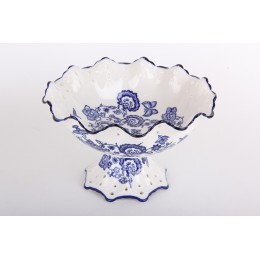 КОРАЛЛ Блюдо на ножке 23см Волна кобальт Y-9BP-EE8013