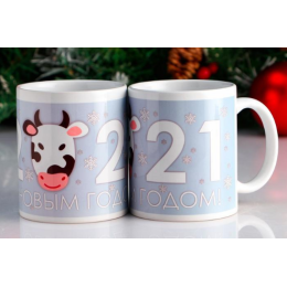 КОРАЛЛ Кружка 300 мл. Год быка 2021 Снежинки 5270988