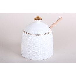 КОРАЛЛ Банка для меда 380мл c бамбуковой ложкой Снежная королева LTBH-S0310-A