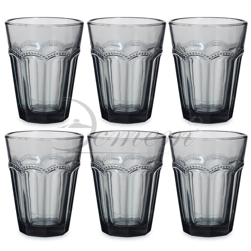 Набор стеклянных стаканов 6шт/250мл ЭСТЕТ 39088 серый