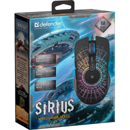 Defender Проводная игровая мышь Sirius GM-660L RGB,7кнопок,3200dpi