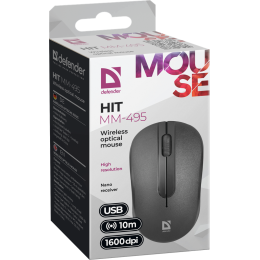 Defender Беспроводная оптическая мышь Hit MM-495 черный,3 кнопки,1600 dpi