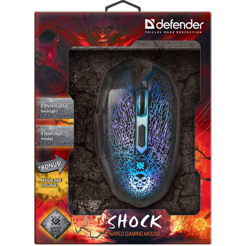 Проводная игровая мышь Defender Shock GM-110L оптика,6кнопок,800-3200dpi