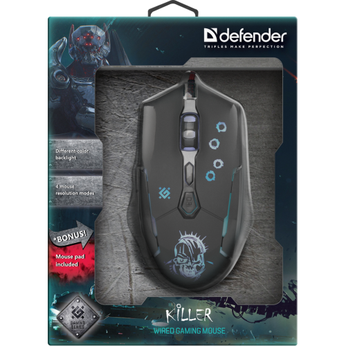 Проводная игровая мышь Defender Killer GM-170L оптика,7кнопок,800-3200dpi