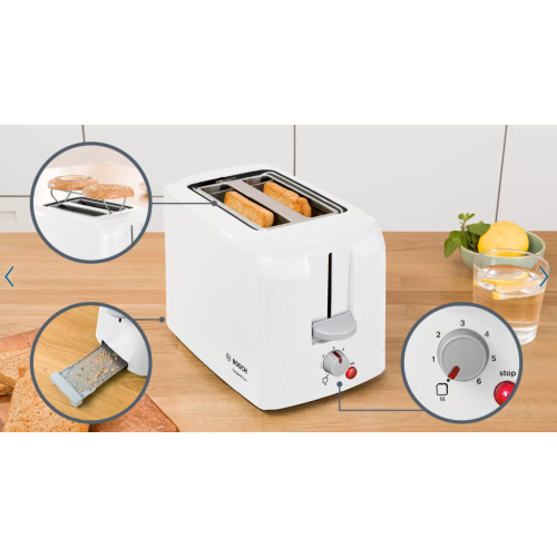 Тостер Compact toaster Compact Class Bosch TAT3A011 Белый 