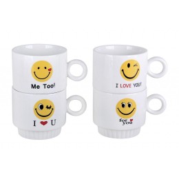 КОРАЛЛ Набор кружек 1/5 на металлической подставке 220мл на подставке Yellow smiley 5096