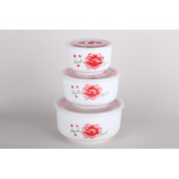 КОРАЛЛ Набор салатников 1/3 с крышкой 10см/13см/15см Sweet 3278-2