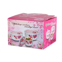 КОРАЛЛ Набор салатников 1/3 с крышкой 10см/13см/15см Sweet 3278-2