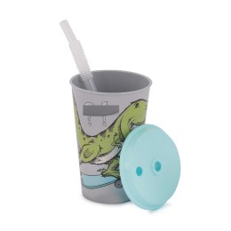 АЛЬТЕРНАТИВА Стакан Динозаврики 0,5л (с крышкой и трубочкой) М8280