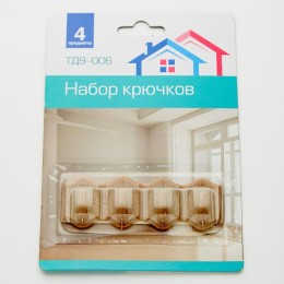 MAGIC PRICE Набор из 4 самоклеящихся крючков 3х8,5см ТД9-006 коричневый