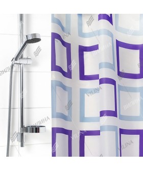 VILINA Занавес для ванной комнаты 180 x 180 см Для бережливых 1065BL  квадраты узор на белом 