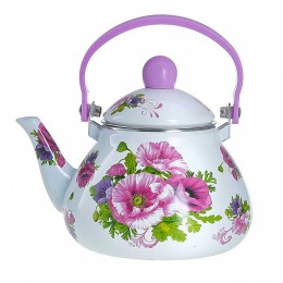 METALLONI Эмалированный чайник 1,3л. Нежные маки EM-131X1/14