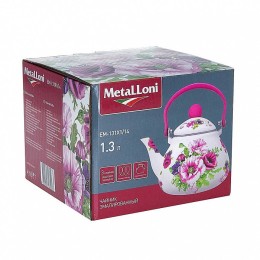 METALLONI Эмалированный чайник 1,3л. Нежные маки EM-131X1/14