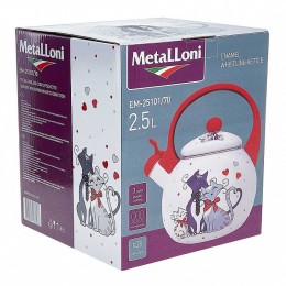 METALLONI Эмалированный чайник 2.5л. Влюбленные коты EM-25101/70