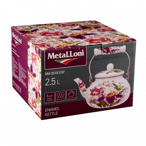 Эмалированный чайник 2.5л. METALLONI Ирис EM-251X1/57