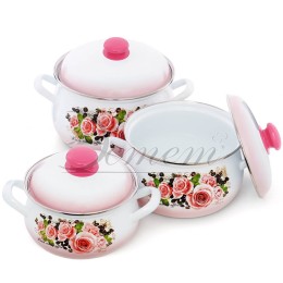 ЭСТЕТ Набор посуды 6пр Розы и кофе грушевидный 2,0 л 3,0 л 4,5 л  ЭТ-71610 