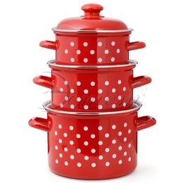 ЭСТЕТ Набор посуды 6 пр Горошинки на красном цилиндрический 2,0 л 3,0 л 4,5 л ЭТ-72412