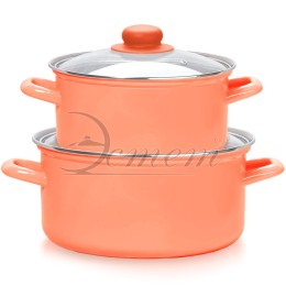ЭСТЕТ Набор посуды 4 пр абрикосовый цилиндрический 2,0 л 3,0л ЭТ-72709 микс
