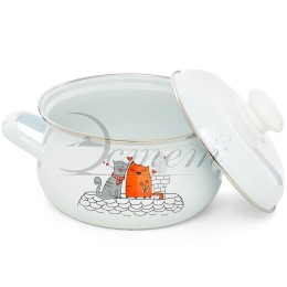 ЭСТЕТ Кастрюля 2,0 л Влюбленные коты ЭТ-72815 грушевидная