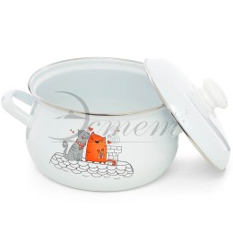 ЭСТЕТ Кастрюля 3,0 л Влюбленные коты ЭТ-72816 грушевидная
