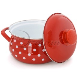 ЭСТЕТ Кастрюля 2,0 л Горошинки на красном ЭТ-72401грушевидная