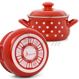 ЭСТЕТ Кастрюля 2,0 л Горошинки на красном ЭТ-72401грушевидная