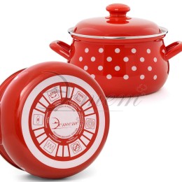 ЭСТЕТ Кастрюля 3,0 л Горошинки на красном ЭТ-72402 грушевидная