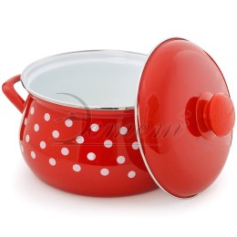 ЭСТЕТ Кастрюля 3,0 л Горошинки на красном ЭТ-72402 грушевидная