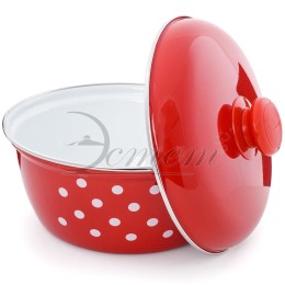 ЭСТЕТ Салатник 2,0 л Горошинки на красном с крышкой ЭТ-72407