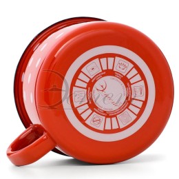 ЭСТЕТ Кружка 1,0 л Горошинки на красном с крышкой  ЭТ-72408