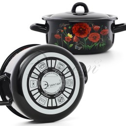 ЭСТЕТ Кастрюля 1,45 л Красные маки ЭТ-72801цилиндрическая