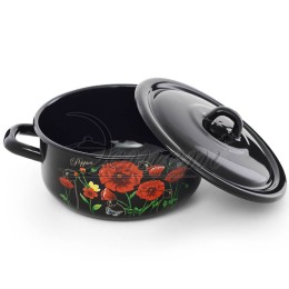 ЭСТЕТ Кастрюля 1,45 л Красные маки ЭТ-72801цилиндрическая