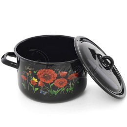 ЭСТЕТ Кастрюля 2,9 л Красные маки ЭТ-72802 цилиндрическая