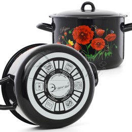 ЭСТЕТ Кастрюля 4,3 л Красные маки ЭТ-72803 цилиндрическая