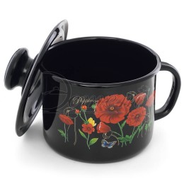 ЭСТЕТ Кружка 1,0 л Красные маки с крышкой  ЭТ-72805