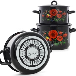 ЭСТЕТ Набор посуды 4 пр Красные маки цилиндрический 2,9 л 4,3 ЭТ-72811