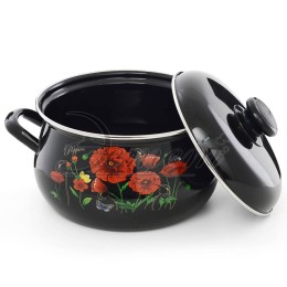 ЭСТЕТ Кастрюля 3,0 л Красные маки ЭТ-72857 грушевидная